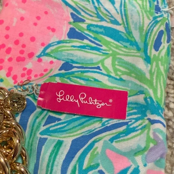 NWT Lilly Pulitzer Pink Palms Necklace in Gold Metallic - Picture 10 of 10